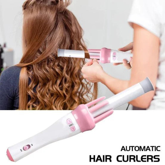 Automatic Pink Hair Curler Spin 360° Rotating Hair Styling Roller